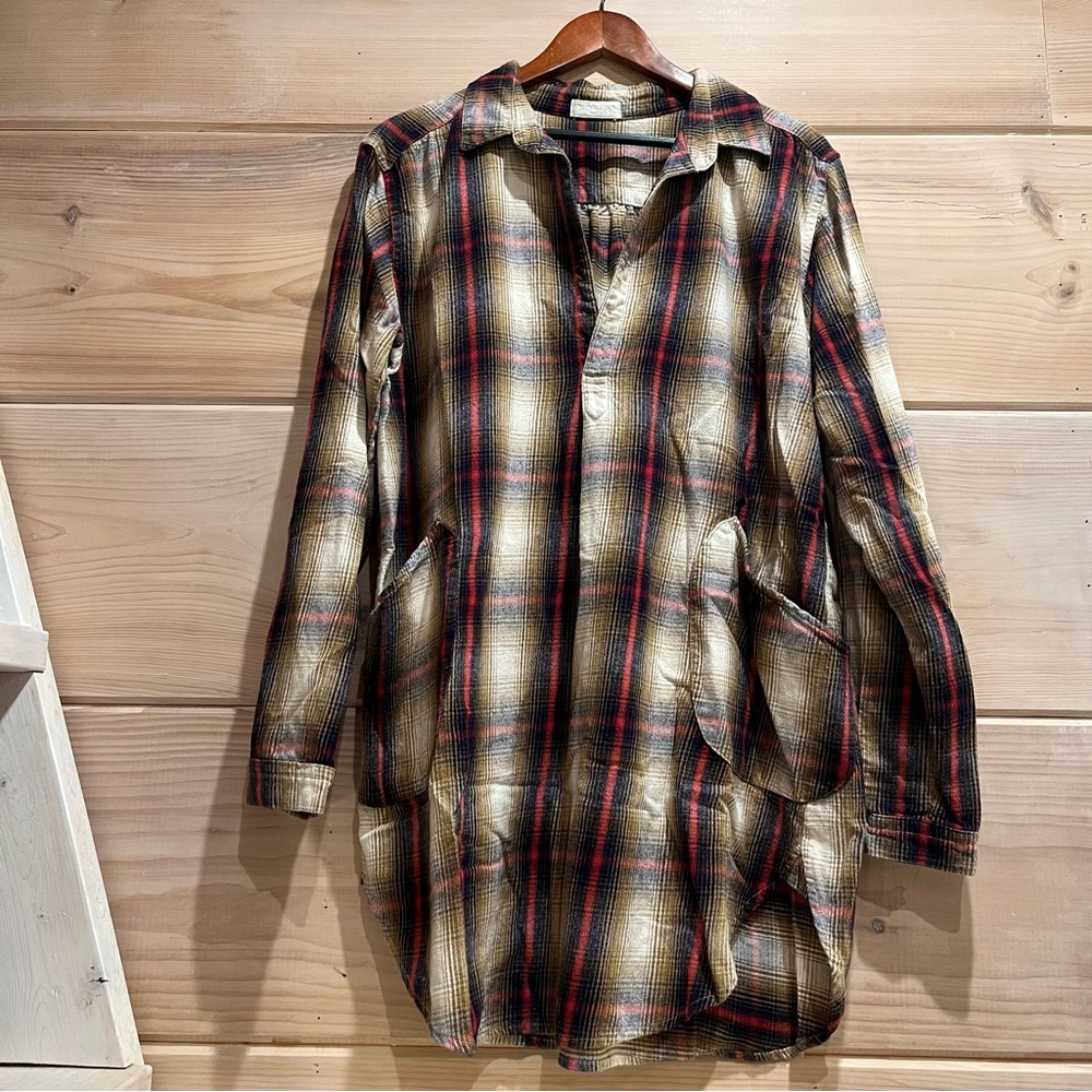 CP Shades Plaid Flannel Teton Long Sleeve V Neck Cotton Tunic Medium